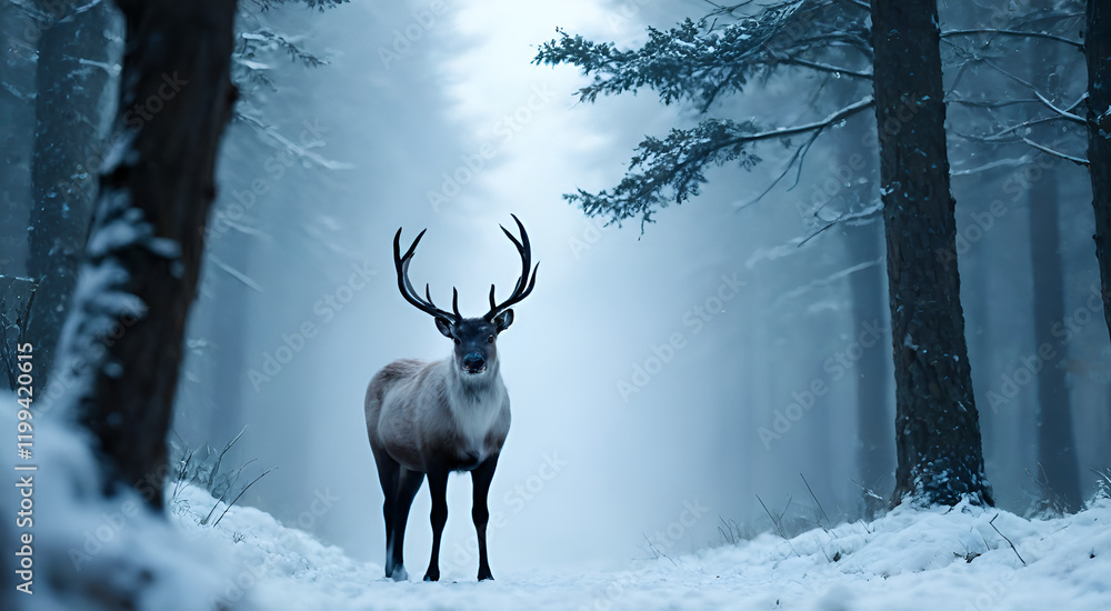 Naklejka premium deer in winter forest