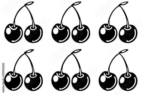 Cherry Line Art Vector Bundle