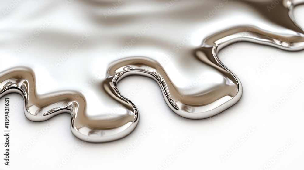 Obraz premium Shiny Metallic Liquid Surface with Smooth Flowing Curves and Texture