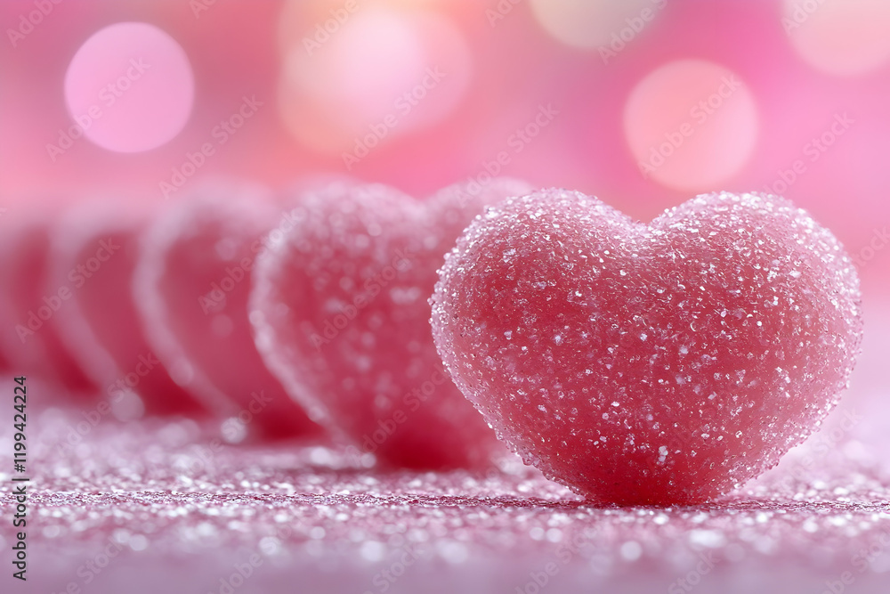Sugar hearts, bokeh background, Valentine's Day Sugar hearts, bokeh background, Valentine's Day