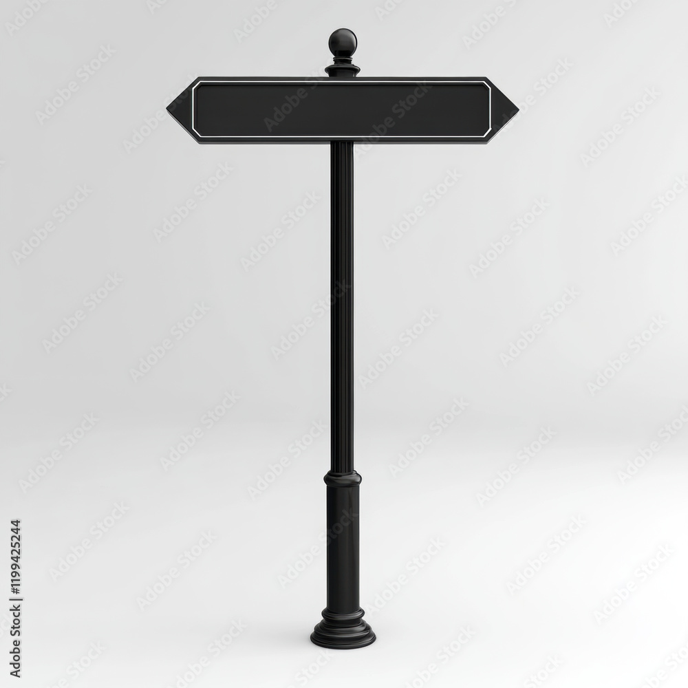 Empty street sign on black pole, perfect for customization or design projects. This versatile sign can be used in various contexts, adding classic touch to any setting Empty street sign on black pole, perfect for customization or design projects. This versatile sign can be used in various contexts, adding classic touch to any setting
