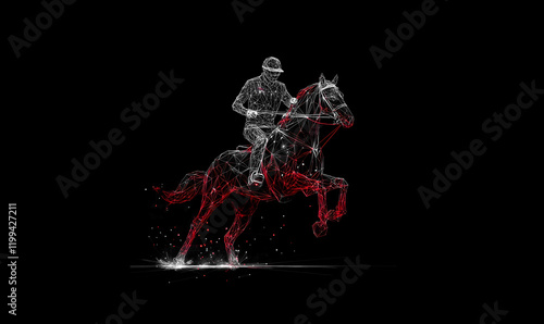 Horse rider low poly technology background with abstract polygonal digital design photo