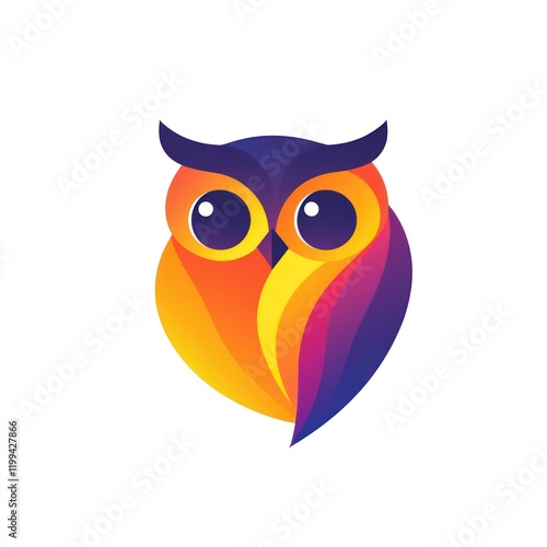 Colorful owl graphic, abstract design, white background, for illustration use photo