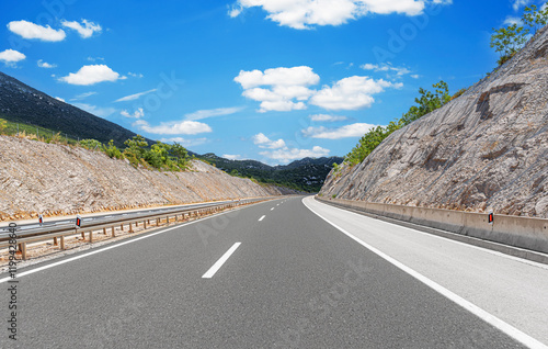 Highway in a beautiful mountainous area.