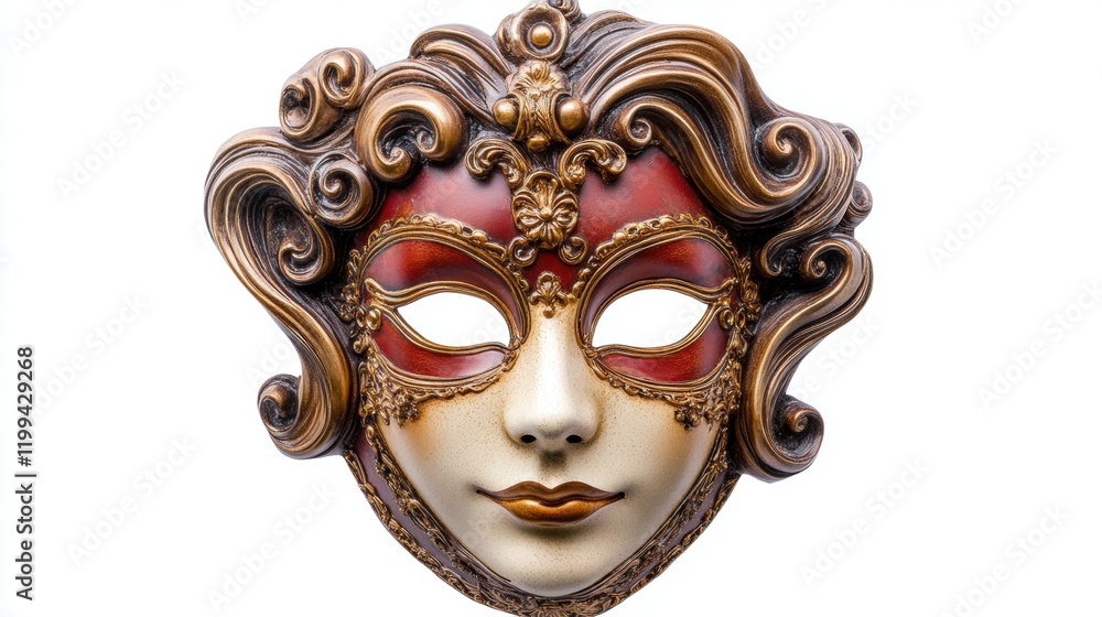 Elegant Venetian Mask with Intricate Design and Rich Colors Elegant Venetian Mask with Intricate Design and Rich Colors