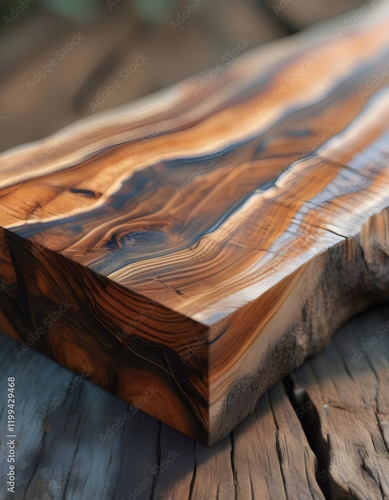 Polished wood slab, rustic background, natural texture, home decor. Polished wood slab, rustic background, natural texture, home decor.