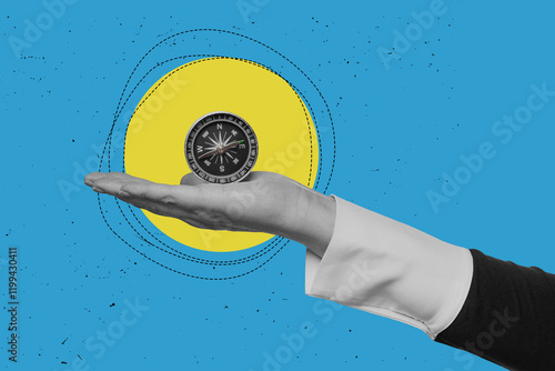 Konstfotografi A hand holds Compass Success
