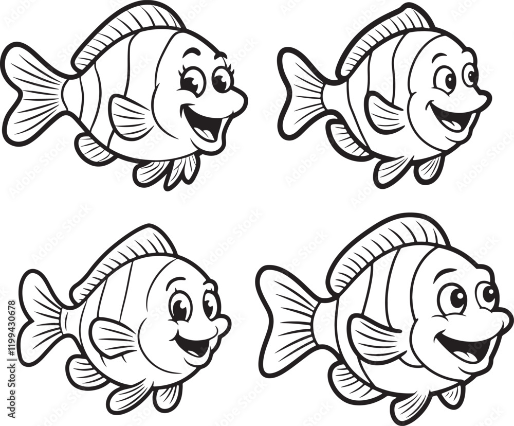Naklejka premium Cute Cartoon Fish Vector Illustration