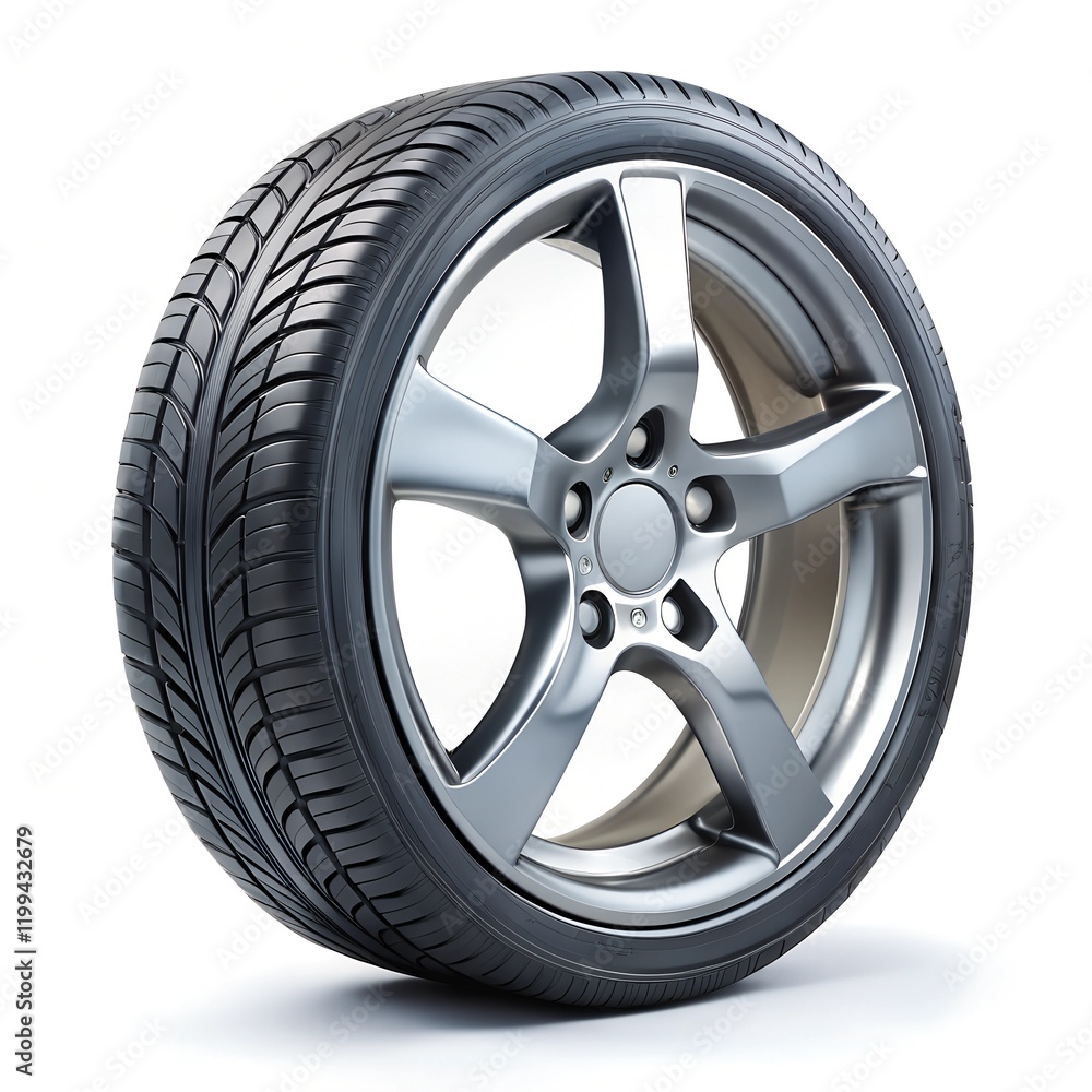Alloy wheel with tire on white background Alloy wheel with tire on white background