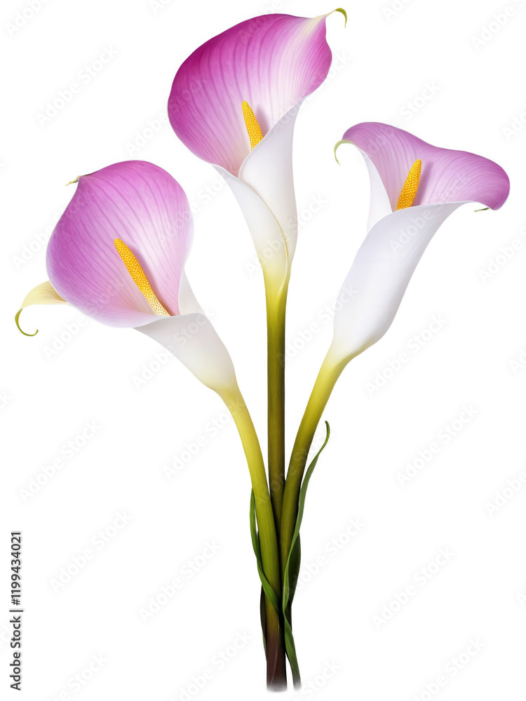 Calla Lily (Zantedeschia spp.) A striking plant with elegant, trumpet-shaped flowers in shades of white, yellow, and purple, Calla Lilies Calla Lily (Zantedeschia spp.) A striking plant with elegant, trumpet-shaped flowers in shades of white, yellow, and purple, Calla Lilies