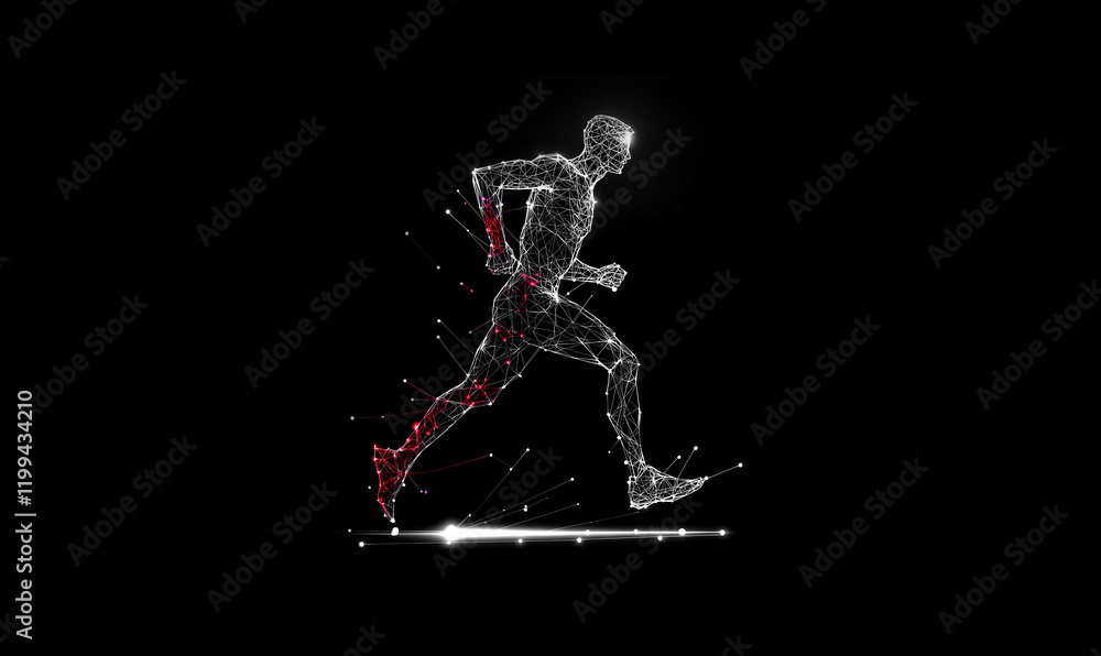 Runner low poly technology background with abstract polygonal digital design Runner low poly technology background with abstract polygonal digital design