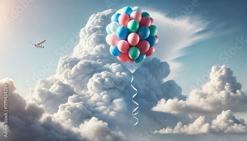 Soaring Dreams: Balloons and Clouds