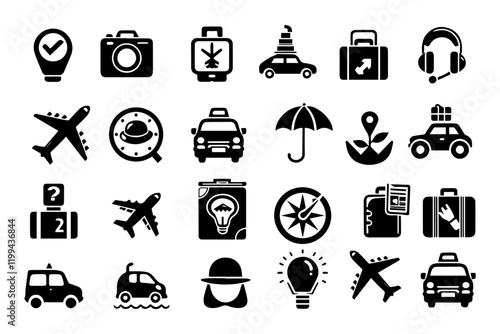 Minimalist Icons for Travel and Transportation