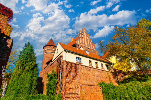 Fototapeta Naklejka Na Ścianę i Meble -  Medieval gothic castle in Olsztyn, Poland	