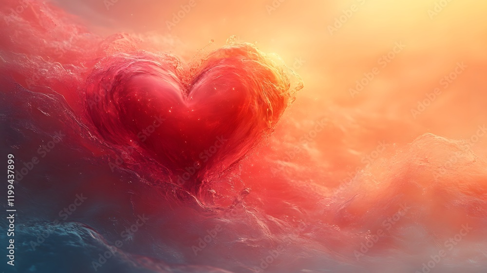 Fototapeta premium Water heart, love, romantic, abstract art.
