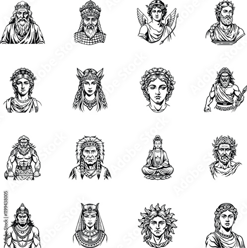 
Set of Vintage Style Divinity Illustrations 

