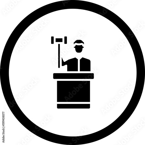 Judge With Hammer Vector Icon Design