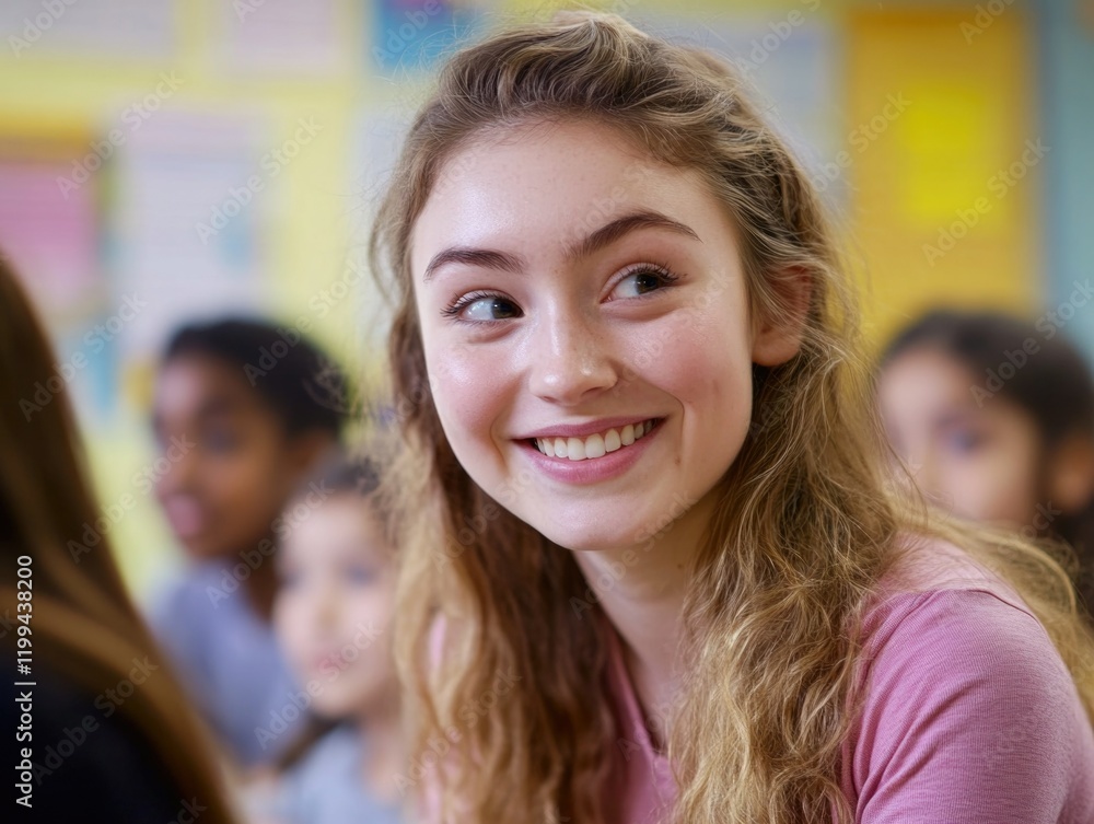 Smiling Student in Classroom Smiling Student in Classroom