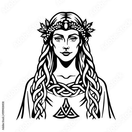 A vintage illustration of aisling goddess