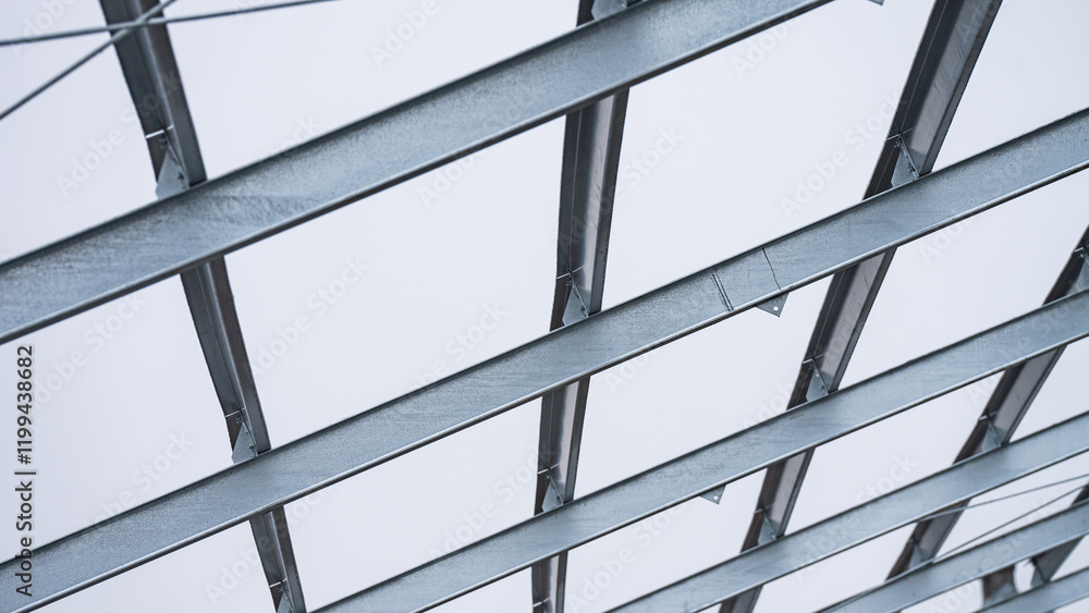 Fast construction of a hall made of steel elements - assembly process - stainless steel