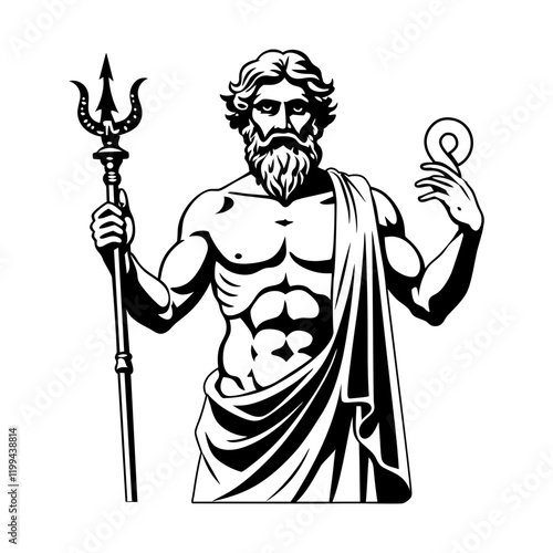 Asclepius god illustration in vintage style