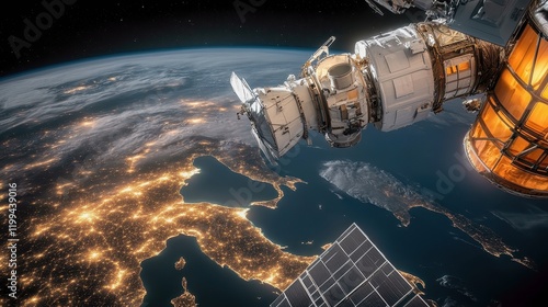 Wallpaper Mural Satellite view of Earth showing city lights at night Torontodigital.ca