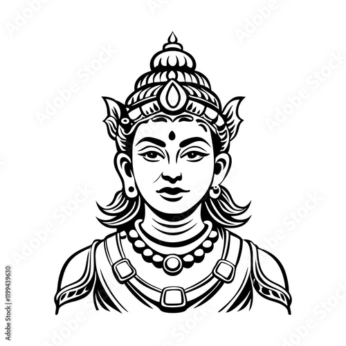 Indra god illustration in vintage style