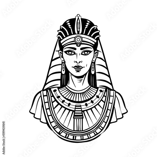 A vintage style illustration of isis goddess