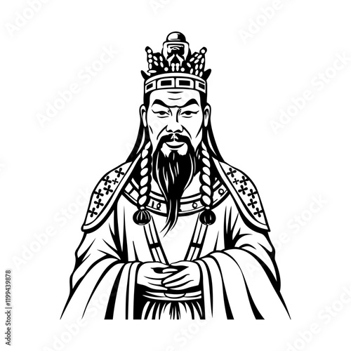 A vintage style illustration of jade emperor