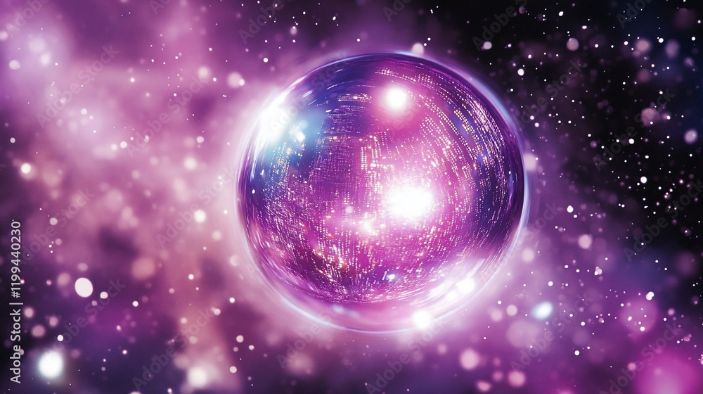 Cosmic Sphere: A Mystical Orb in a Purple Nebula Cosmic Sphere: A Mystical Orb in a Purple Nebula