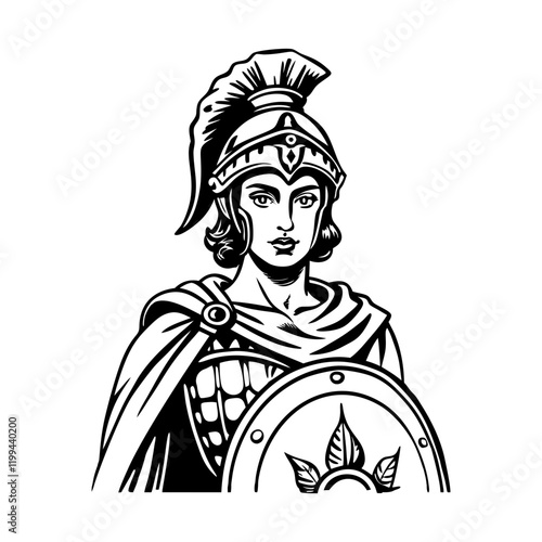 Minerva goddess illustration in vintage style