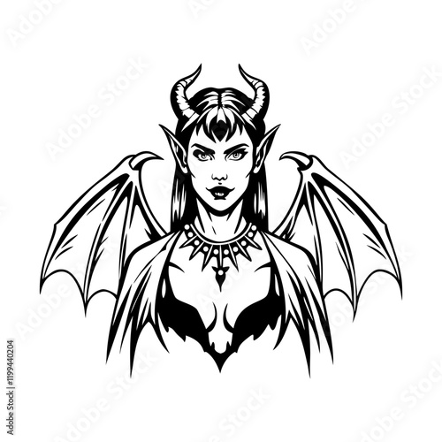 A vintage style illustration of morrigan goddess