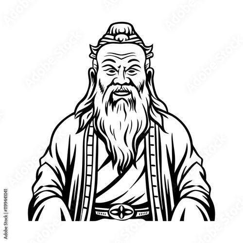 Shennong deity character illustration in vintage style photo