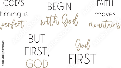 Christian quotes bundle, religious print, Christian saying set, vector illustration