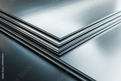 Sleek Stack of Metal Sheets Industrial Material Texture Background