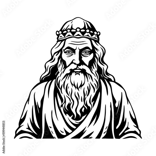 A vintage style illustration of wisdom god