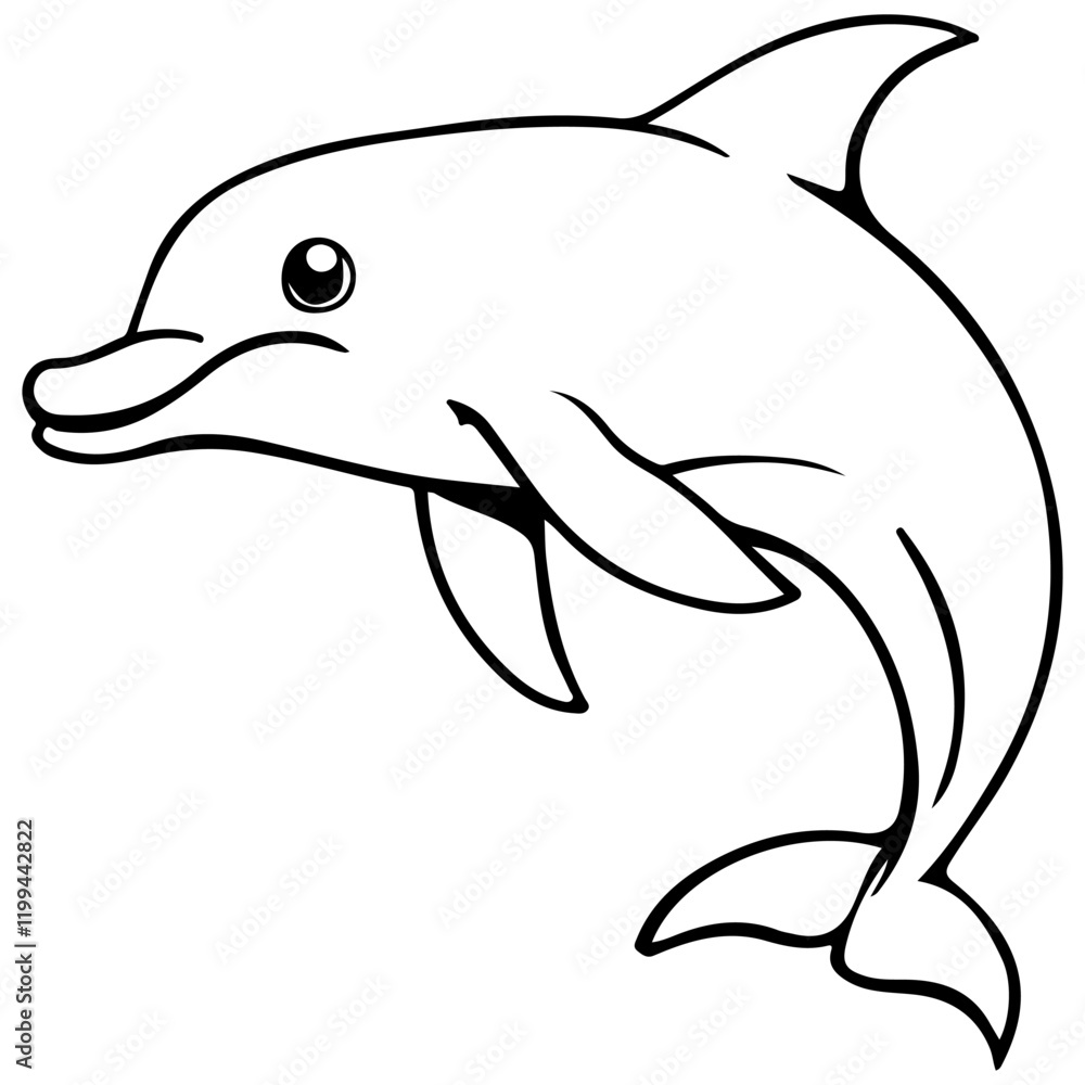 Fototapeta premium vector black and white dolphin illustration