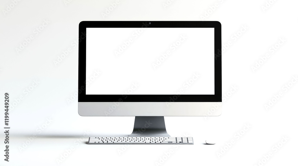 Sleek Modern Computer Setup: All-in-One Desktop with Wireless Keyboard and Mouse Sleek Modern Computer Setup: All-in-One Desktop with Wireless Keyboard and Mouse