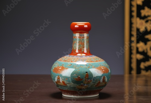 Imitation \Brother Glaze Straight Neck Through Ear Bottle\ Yongzheng, Qing Dynasty, Beijing Grand Canal Museum photo