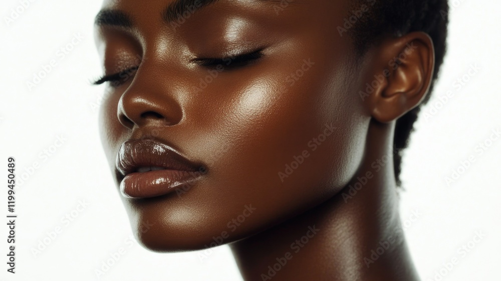 Serene Intensity: Elegant Fashion Advertisement with Striking Skin Contrast and Contemplative Expression Serene Intensity: Elegant Fashion Advertisement with Striking Skin Contrast and Contemplative Expression