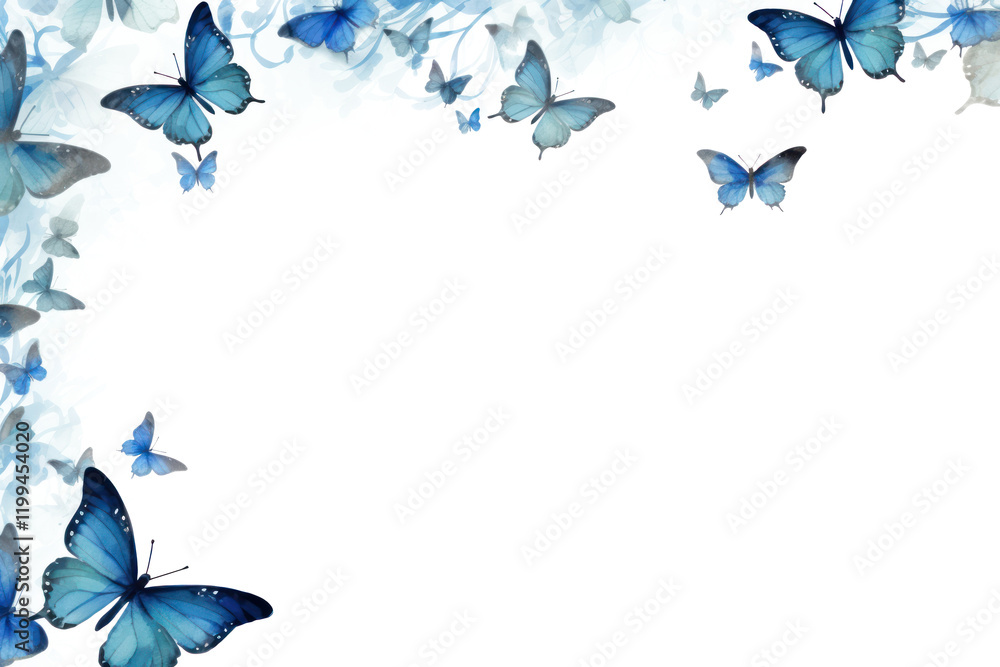 PNG Painting blue butterflys border nature outdoors insect. PNG Painting blue butterflys border nature outdoors insect.