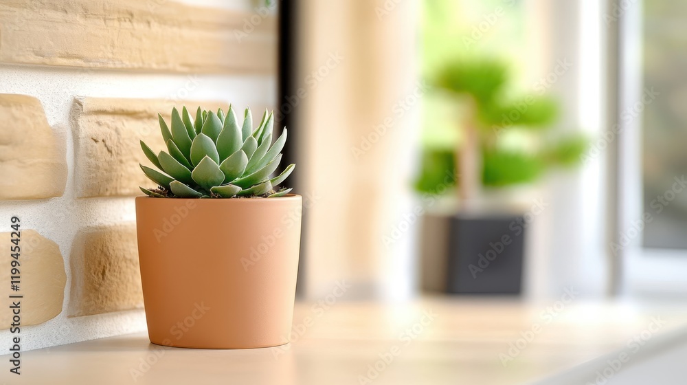 Serenity in a potted cactus on a sunlit windowsill Serenity in a potted cactus on a sunlit windowsill
