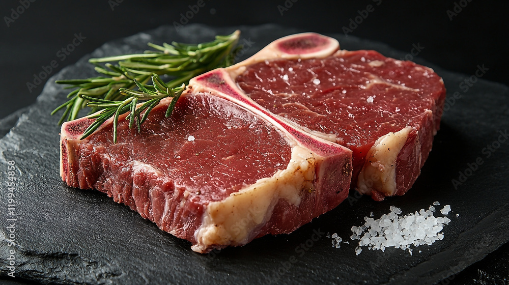 Savor Juicy Steak on a Black Plate Featuring Meat Texture and Rosemary Sprig in Stunning HD and 4K Food Photography Generative AI Savor Juicy Steak on a Black Plate Featuring Meat Texture and Rosemary Sprig in Stunning HD and 4K Food Photography Generative AI