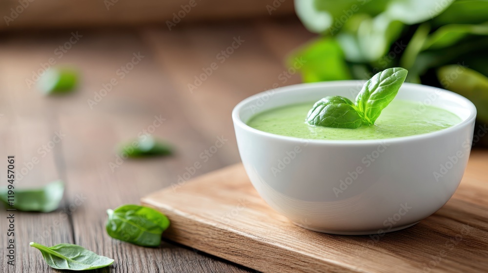 Creamy spinach dip served fresh with vibrant green herbs Creamy spinach dip served fresh with vibrant green herbs