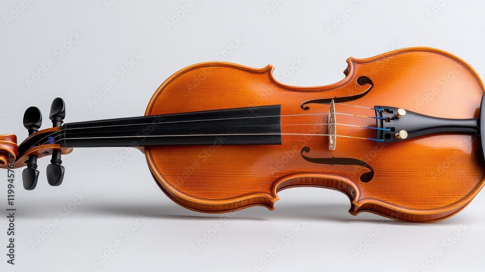 Fototapeta premium Elegant violin on a smooth surface, highlighting its beauty