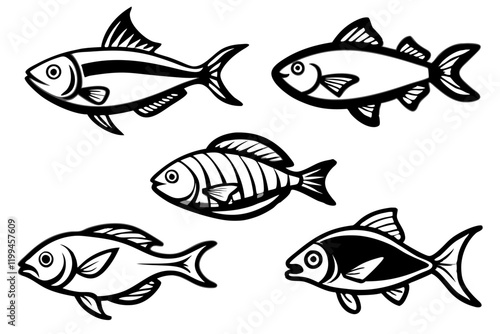 Fish Line Art Vector Bundle
