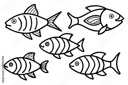 Fish Line Art Vector Bundle