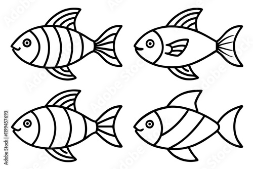 Fish Line Art Vector Bundle