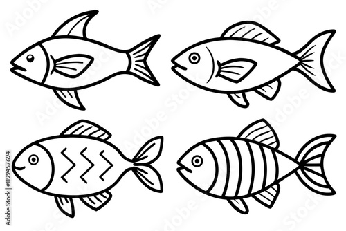 Fish Line Art Vector Bundle