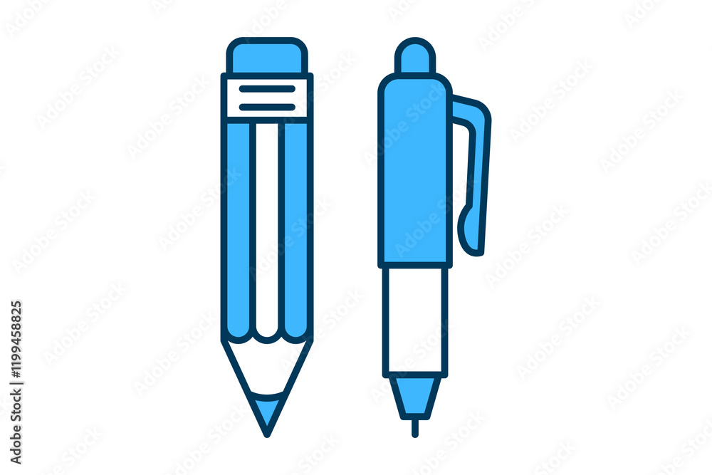 Pen and Pencil icon. flat icon related to Office. suitable for web site, app, user interfaces, printable etc. line icon style. simple vector design editable Pen and Pencil icon. flat icon related to Office. suitable for web site, app, user interfaces, printable etc. line icon style. simple vector design editable